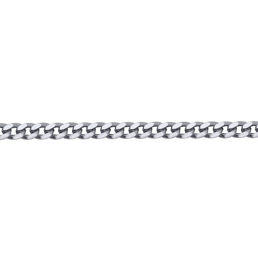 Mens Rhodium Plated Silver  Domed Curb Cuban 3.5mm Chain Necklace - ACN021G