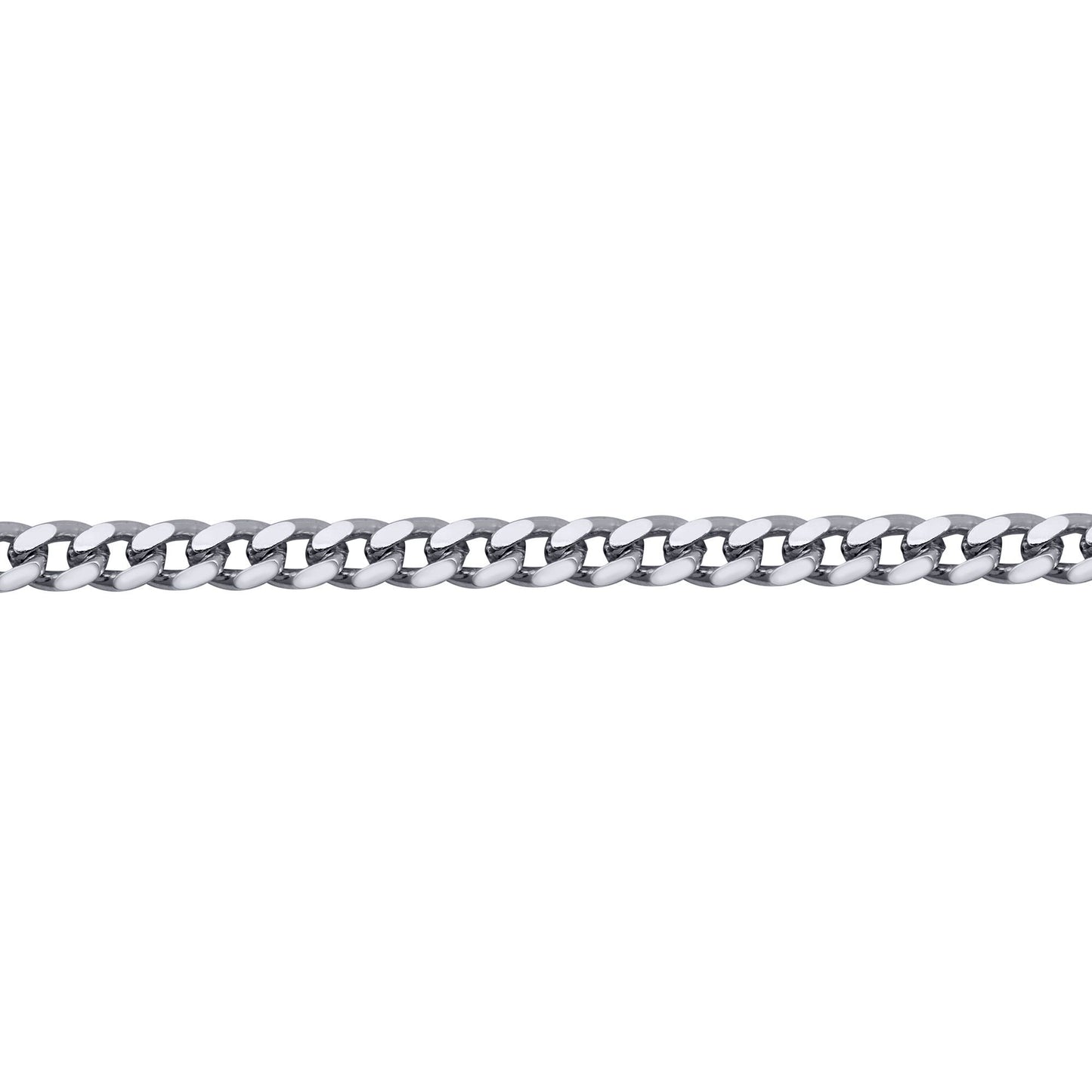 Mens Rhodium Plated Silver  Domed Curb Cuban 3.5mm Chain Necklace - ACN021G