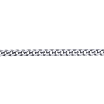 Mens Rhodium Plated Silver  Domed Curb Cuban 3.5mm Chain Necklace - ACN021G