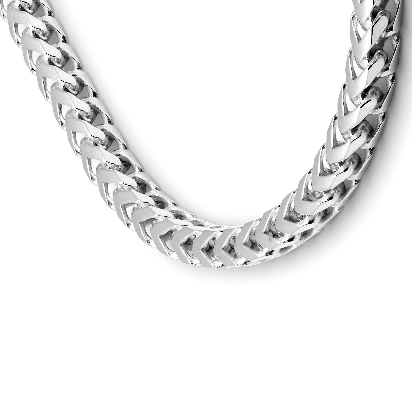 Sterling Silver  Square 3D Curb Franco 2.5mm Chain Necklace - ACN022A