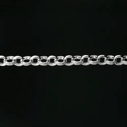 Sterling Silver  CZ Iced Belcher 8mm Chain Link Bracelet 8 inch - ACN024A