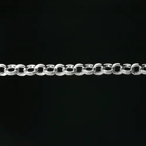 Sterling Silver  CZ Iced Belcher 8mm Chain Link Bracelet 8 inch - ACN024A