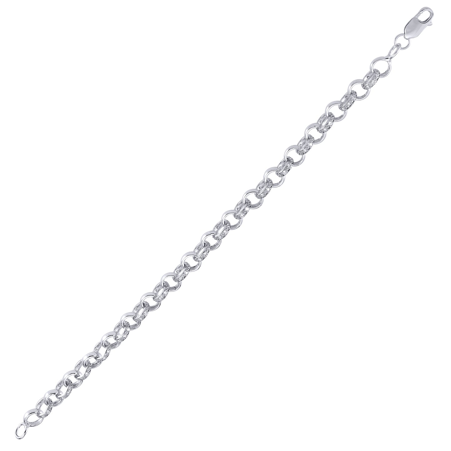 Sterling Silver  CZ Iced Belcher 8mm Chain Link Bracelet 8 inch - ACN024A