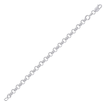 Sterling Silver  CZ Pave Iced Belcher 8mm Chain Link Necklace - ACN024A