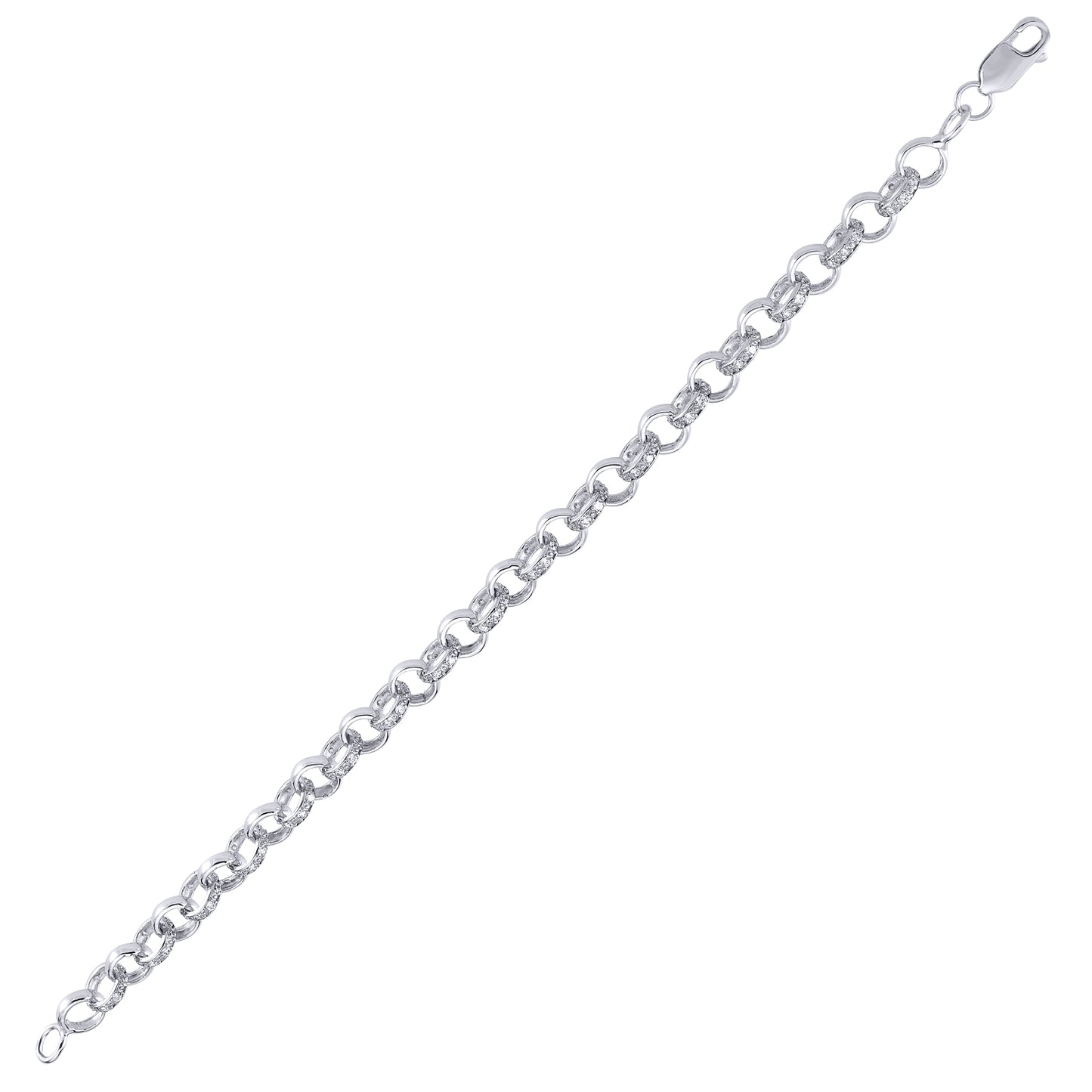 Sterling Silver  CZ Pave Iced Belcher 8mm Chain Link Necklace - ACN024A