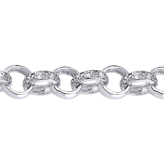 Sterling Silver  CZ Iced Belcher 8mm Chain Link Bracelet 8 inch - ACN024A