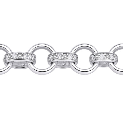 Sterling Silver  CZ Pave Iced Belcher 8mm Chain Link Necklace - ACN024A