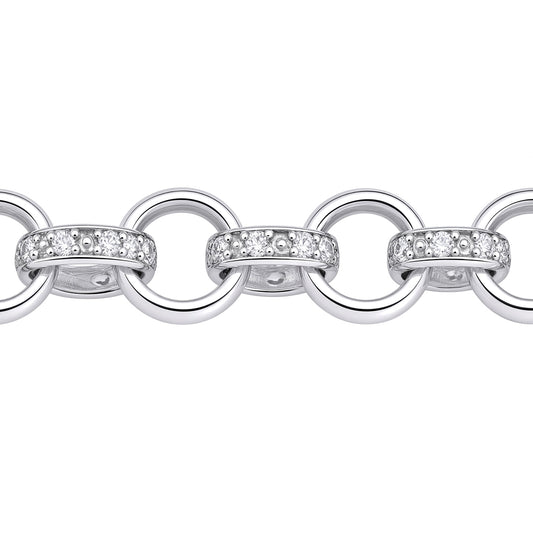 Sterling Silver  CZ Pave Iced Belcher 8mm Chain Link Necklace - ACN024A