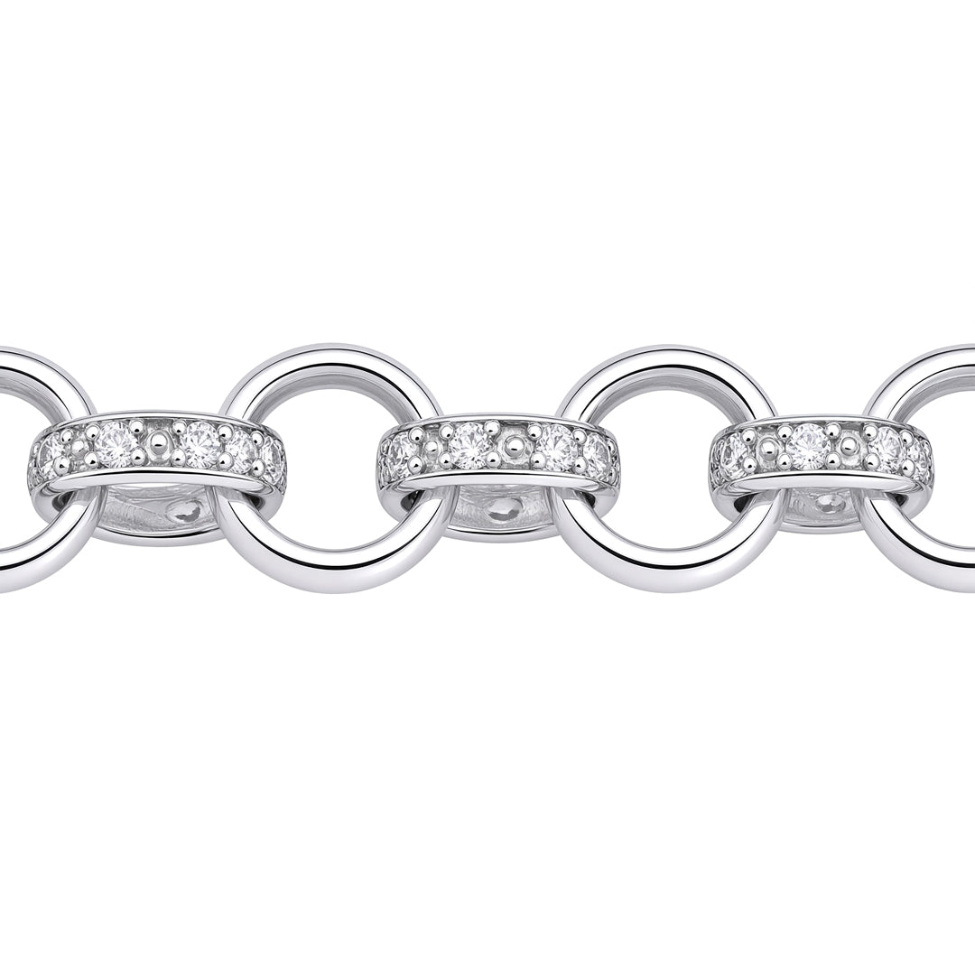 Sterling Silver  CZ Pave Iced Belcher 8mm Chain Link Necklace - ACN024A
