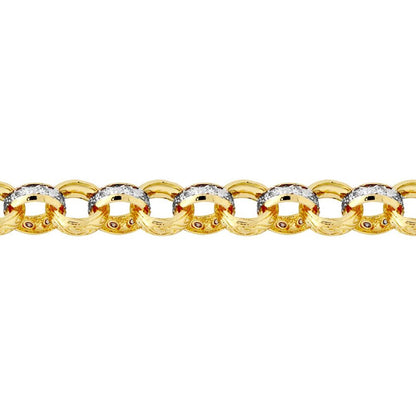 Gold-plated Silver  CZ Engraved Cast Belcher 13.5mm Chain Necklace - ACN024B-GP