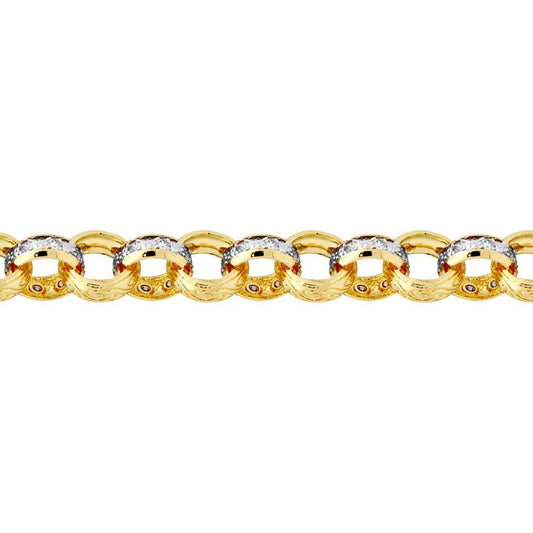 Gold-plated Silver  CZ Engraved Cast Belcher 13.5mm Chain Necklace - ACN024B-GP