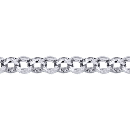 Mens Solid Silver  CZ Engraved Cast Belcher 13.5mm Chain Necklace - ACN024B