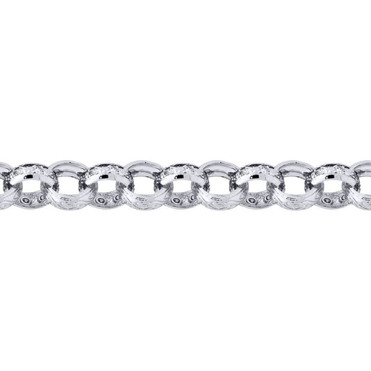 Mens Solid Silver  CZ Engraved Cast Belcher 13.5mm Chain Necklace - ACN024B