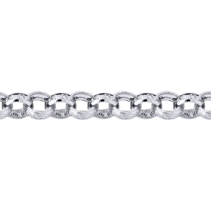 Mens Solid Silver  CZ Engraved Cast Belcher 13.5mm Chain Necklace - ACN024B