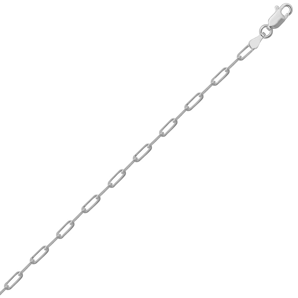 Sterling Silver  Elongated Oval Paperclip 2.3mm Chain Necklace - ACN043A