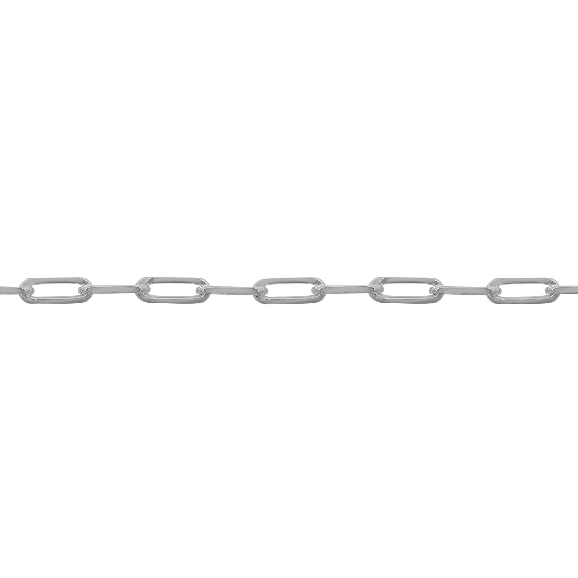 Silver  Elongated Oval Paperclip 2.3mm Chain Bracelet 7.5inch 19cm - ACN043A