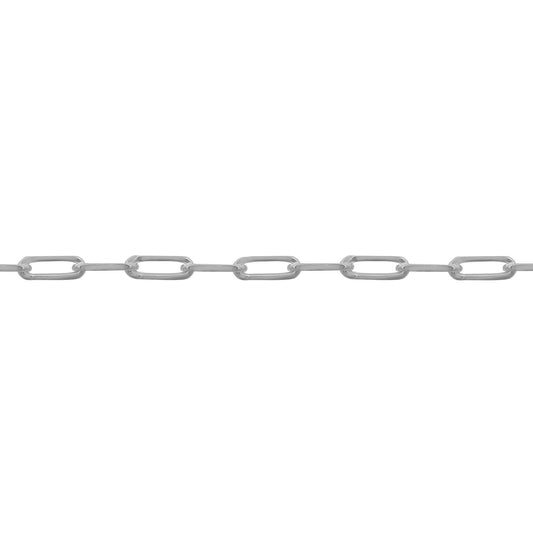 Silver  Elongated Oval Paperclip 2.3mm Chain Bracelet 7.5inch 19cm - ACN043A