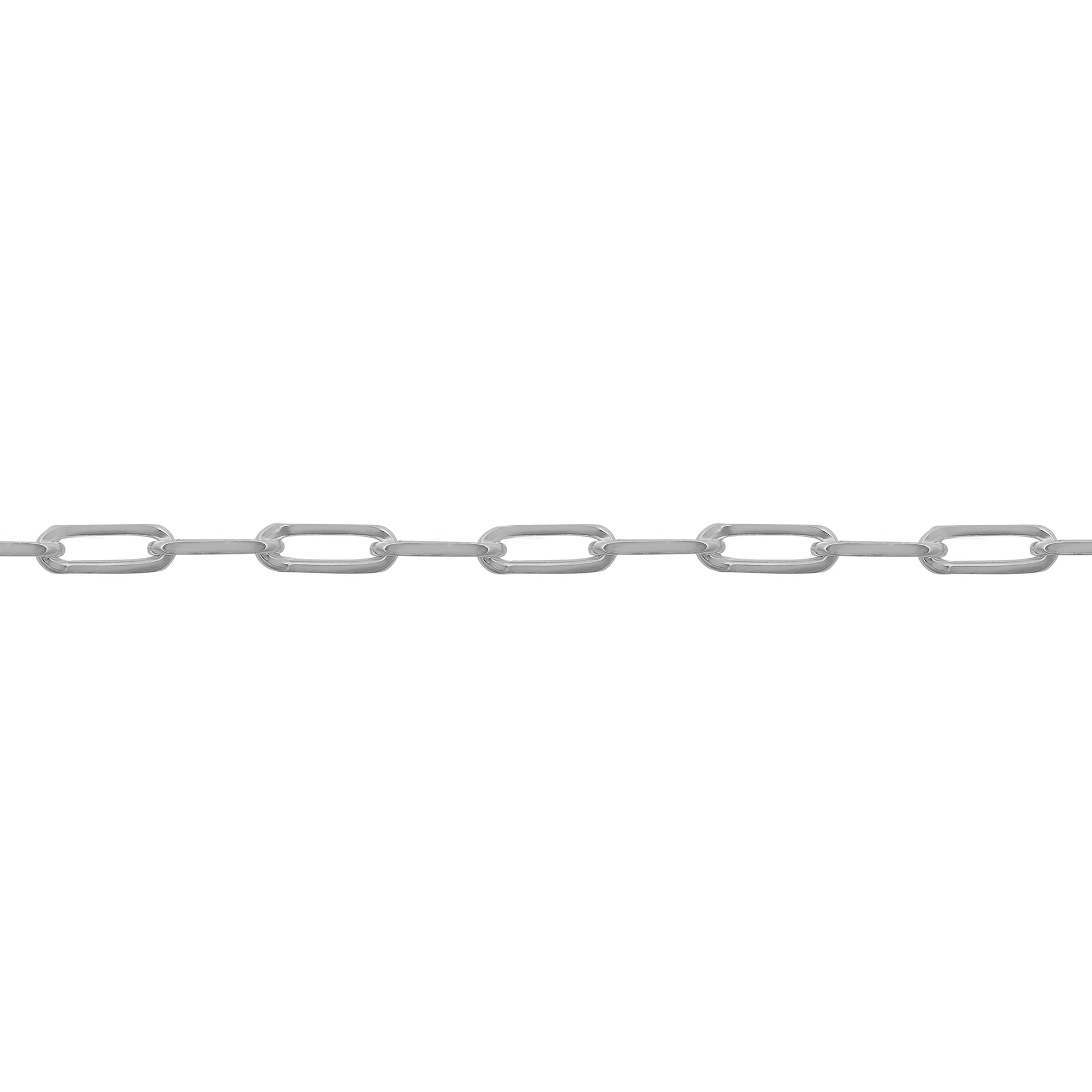 Silver  Elongated Oval Paperclip 2.3mm Chain Bracelet 7.5inch 19cm - ACN043A