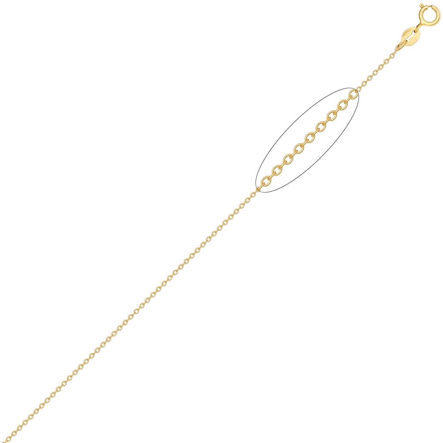 Gold-Plated Silver  Oval Rolo Pendant Chain Necklace 16-20 inch - ACN044B