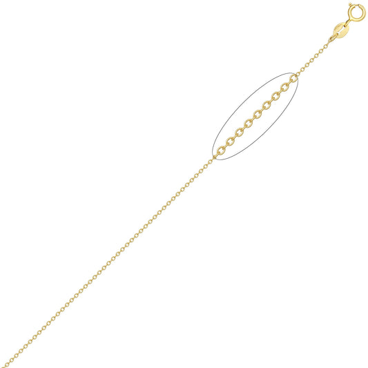 Gold-Plated Silver  Oval Rolo 1.1mm Pendant Chain Necklace 16-20" - ACN044B