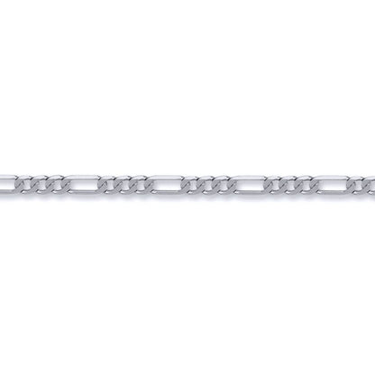 Unisex Silver  3+1 Figaro Link 1.5mm Chain Necklace - ACN047A