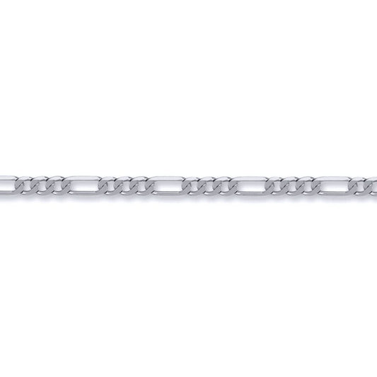 Unisex Silver  3+1 Figaro Link 1.5mm Chain Necklace - ACN047A