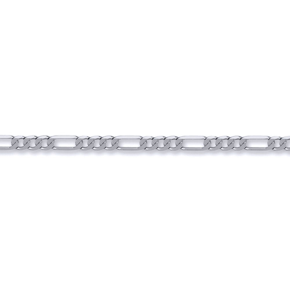 Unisex Silver  3+1 Figaro Link 1.5mm Chain Necklace - ACN047A