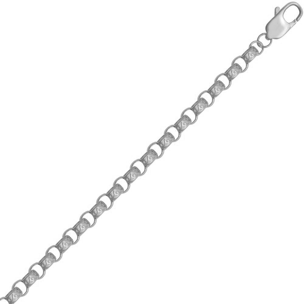 Silver  Carved Filigree Belcher Chain Necklace - ACN048A-24