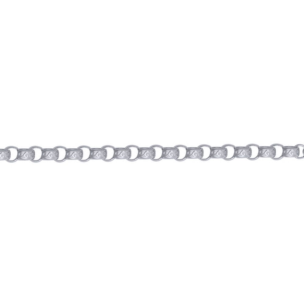Silver  Carved Filigree Belcher Chain Necklace - ACN048A-24