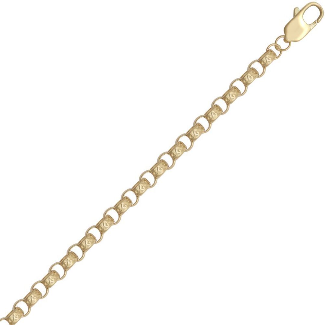 Gold-Plated Silver  Carved Filigree Belcher Chain Bracelet - ACN048A-GP-7.5