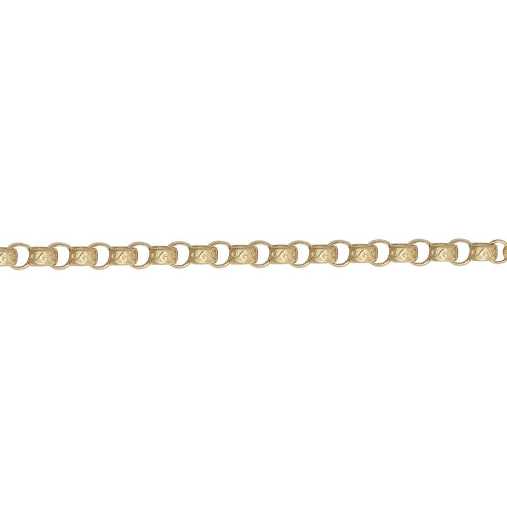 Gold-Plated Silver  Carved Filigree Belcher Chain Bracelet - ACN048A-GP-7.5