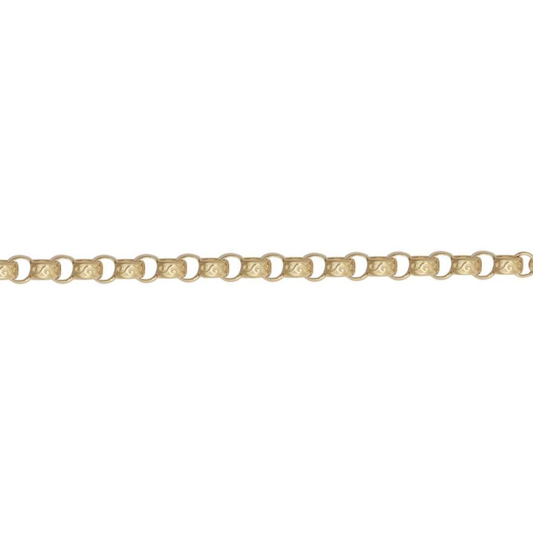 Gold-Plated Silver  Carved Filigree Belcher Chain Bracelet - ACN048A-GP-7.5