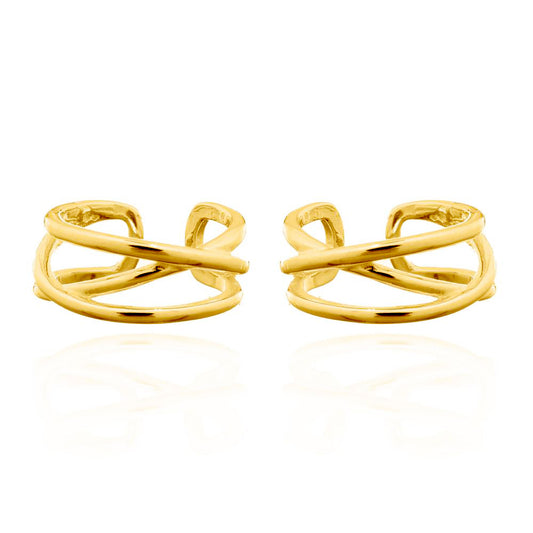 14k Gold-plated Silver  Wires Crossed Clip-on Helix Cuff Earrings - AEC001A