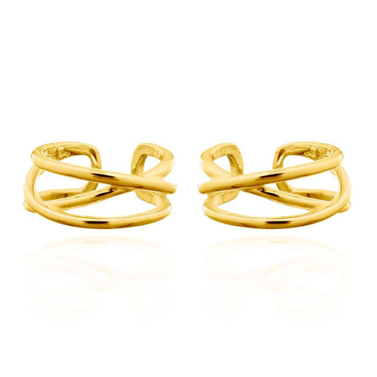 14k Gold-plated Silver  Wires Crossed Slip-on Helix Cuff Earrings - AEC001A