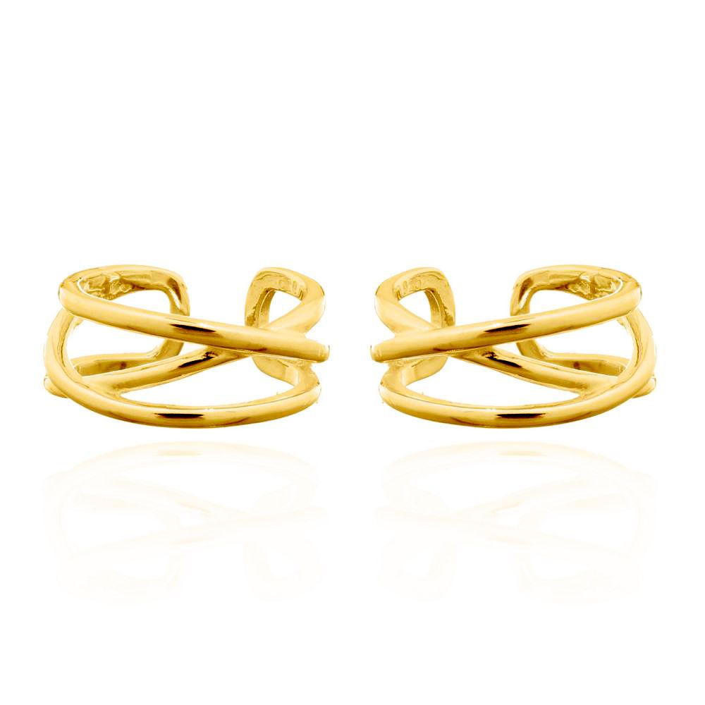 14k Gold-plated Silver  Wires Crossed Slip-on Helix Cuff Earrings - AEC001A