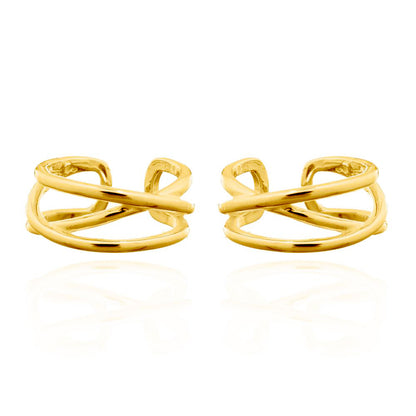 14k Gold-plated Silver  Wires Crossed Clip-on Helix Cuff Earrings - AEC001A