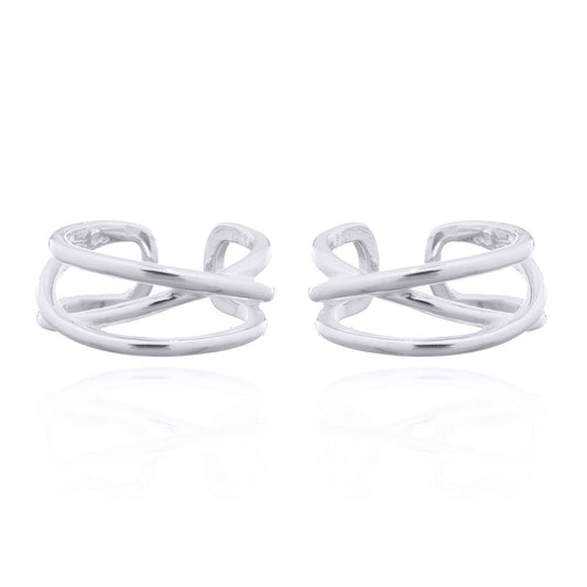 Silver  Wires Crossed Clip-on Helix Cuff Earrings - AEC001