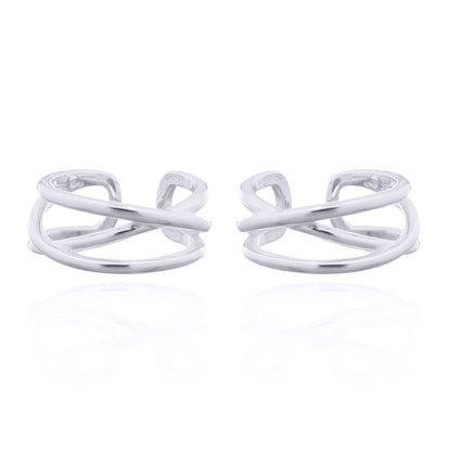 Silver  Wires Crossed Clip-on Helix Cuff Earrings - AEC001