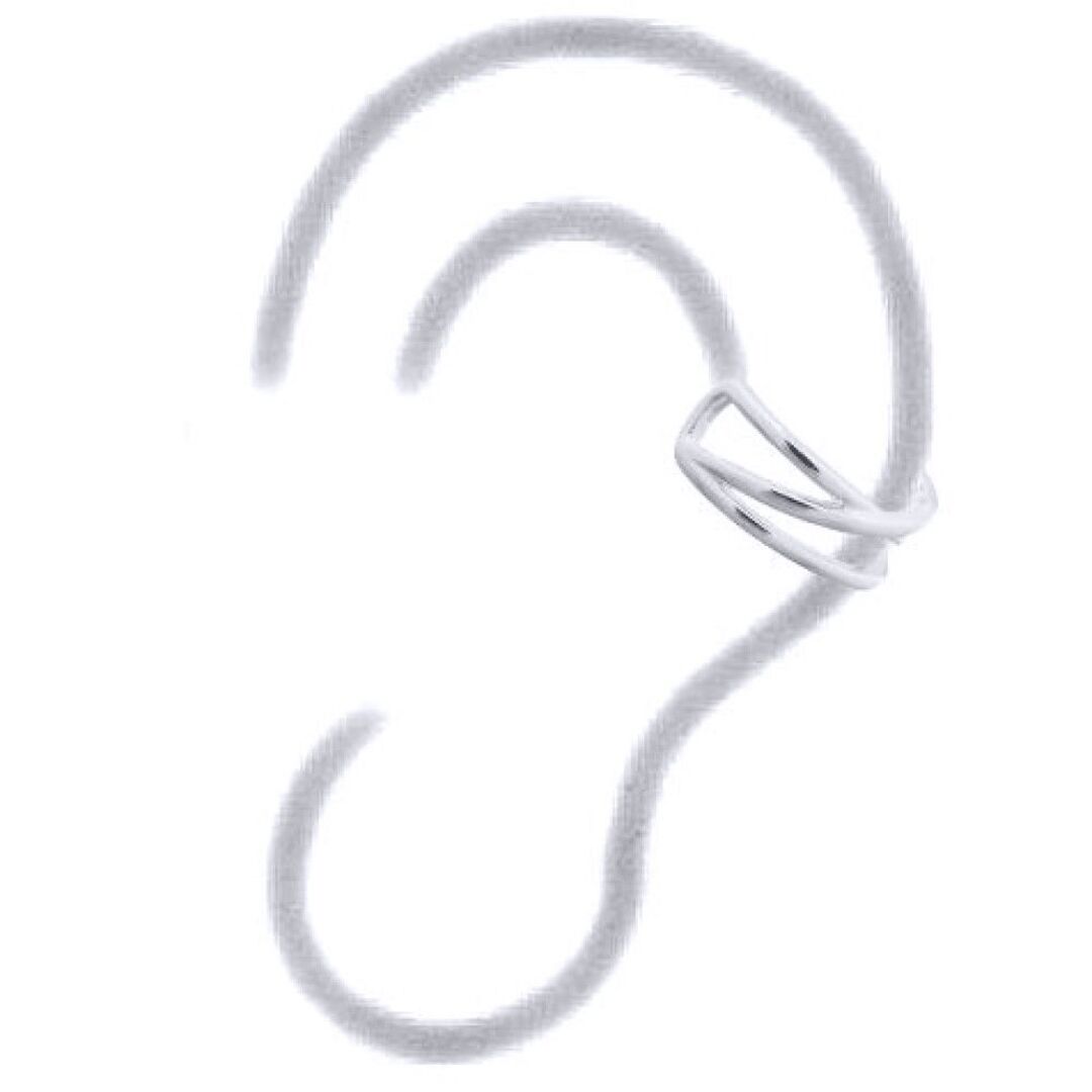Silver  Wires Crossed Slip-on Helix Cuff Earrings - AEC001