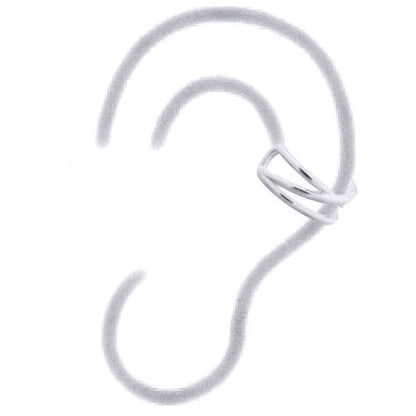 Silver  Wires Crossed Slip-on Helix Cuff Earrings - AEC001