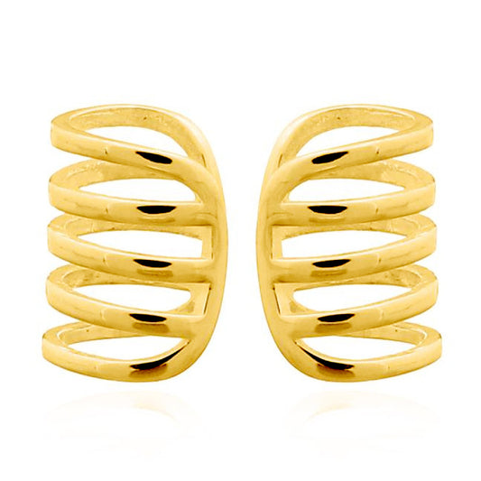 Gold-plated Silver  Tooth Comb Ribcage Clip-on Helix Cuff Earrings - AEC003A