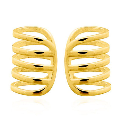 Gold-plated Silver  Tooth Comb Ribcage Slip-on Helix Cuff Earrings - AEC003A