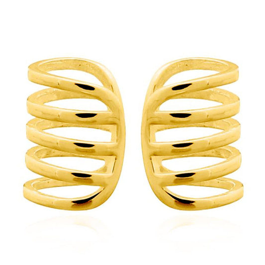 Gold-plated Silver  Tooth Comb Ribcage Slip-on Helix Cuff Earrings - AEC003A