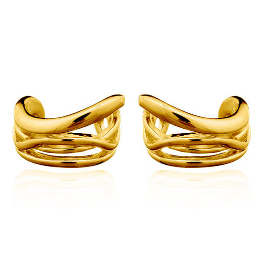 14k Gold-plated Silver  Pinched Curves Clip-on Helix Cuff Earrings - AEC004A