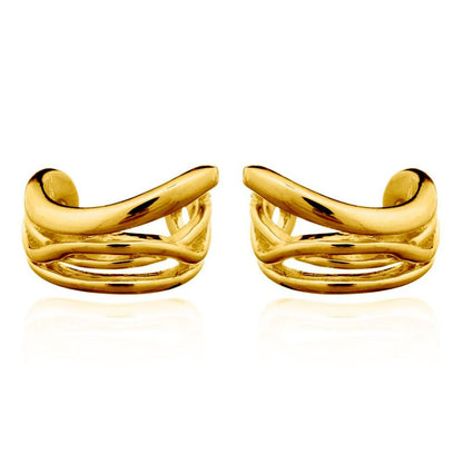 14k Gold-plated Silver  Pinched Curves Slip-on Helix Cuff Earrings - AEC004A