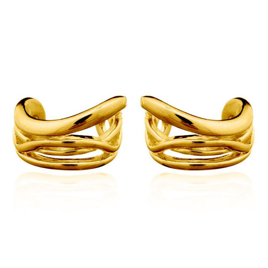 14k Gold-plated Silver  Pinched Curves Slip-on Helix Cuff Earrings - AEC004A