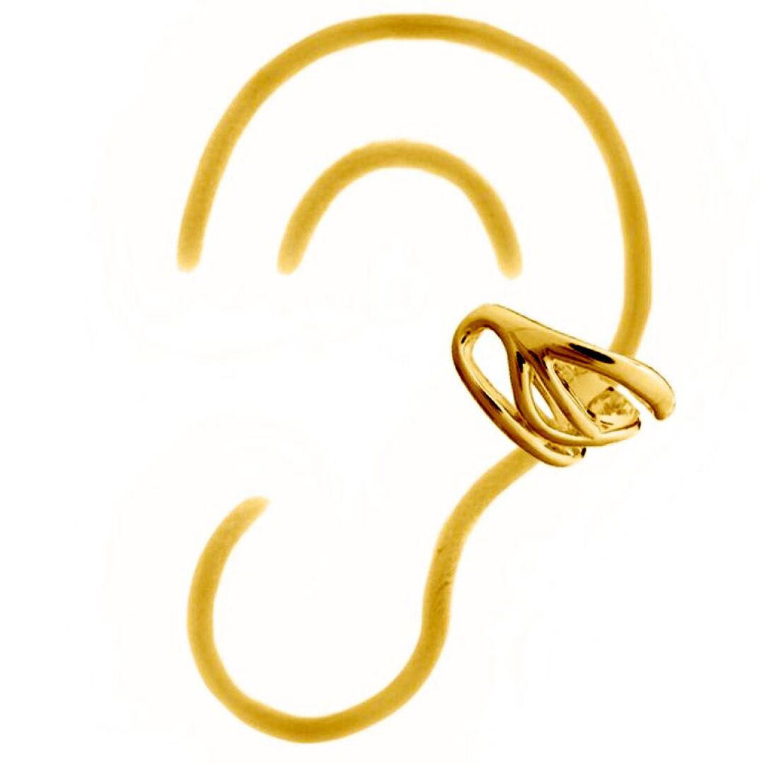 14k Gold-plated Silver  Pinched Curves Slip-on Helix Cuff Earrings - AEC004A