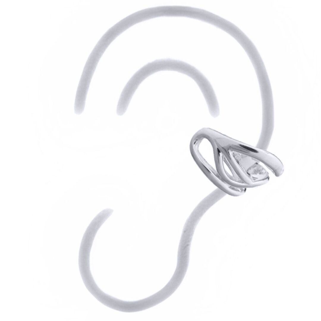 14k Gold-plated Silver  Pinched Curves Slip-on Helix Cuff Earrings - AEC004A