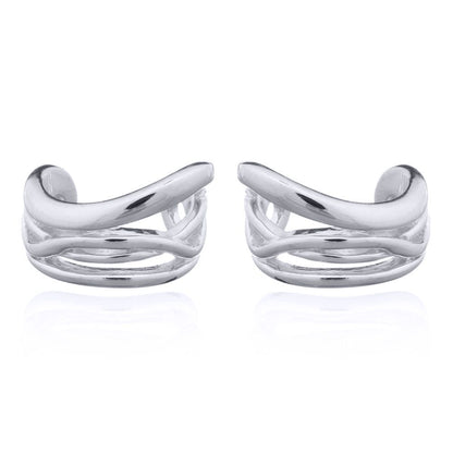 Silver  Pinched Curves Slip-on Helix Cuff Earrings - AEC004