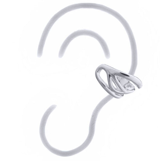 Silver  Pinched Curves Slip-on Helix Cuff Earrings - AEC004